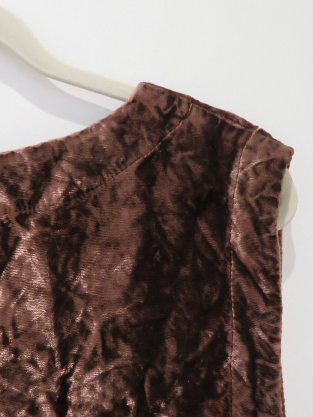 VINTAGE CP SHADES Crushed Brown Velvet Waistcoat Large 90s Lagenlook Grunge - Picture 10 of 13